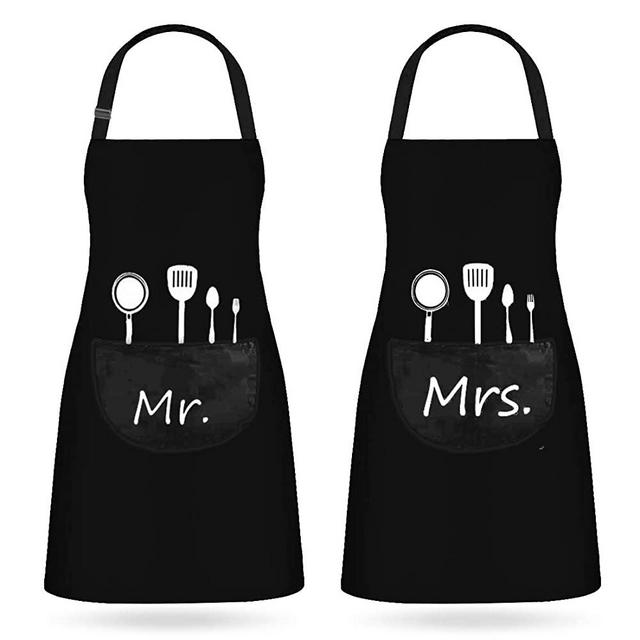 ETLEE Mr. and Mrs. Couple Aprons Set, Adjustable Kitchen Cooking Bib Apron Wedding Anniversary Engagement Bridal Shower Gift for Couples and Newlyweds