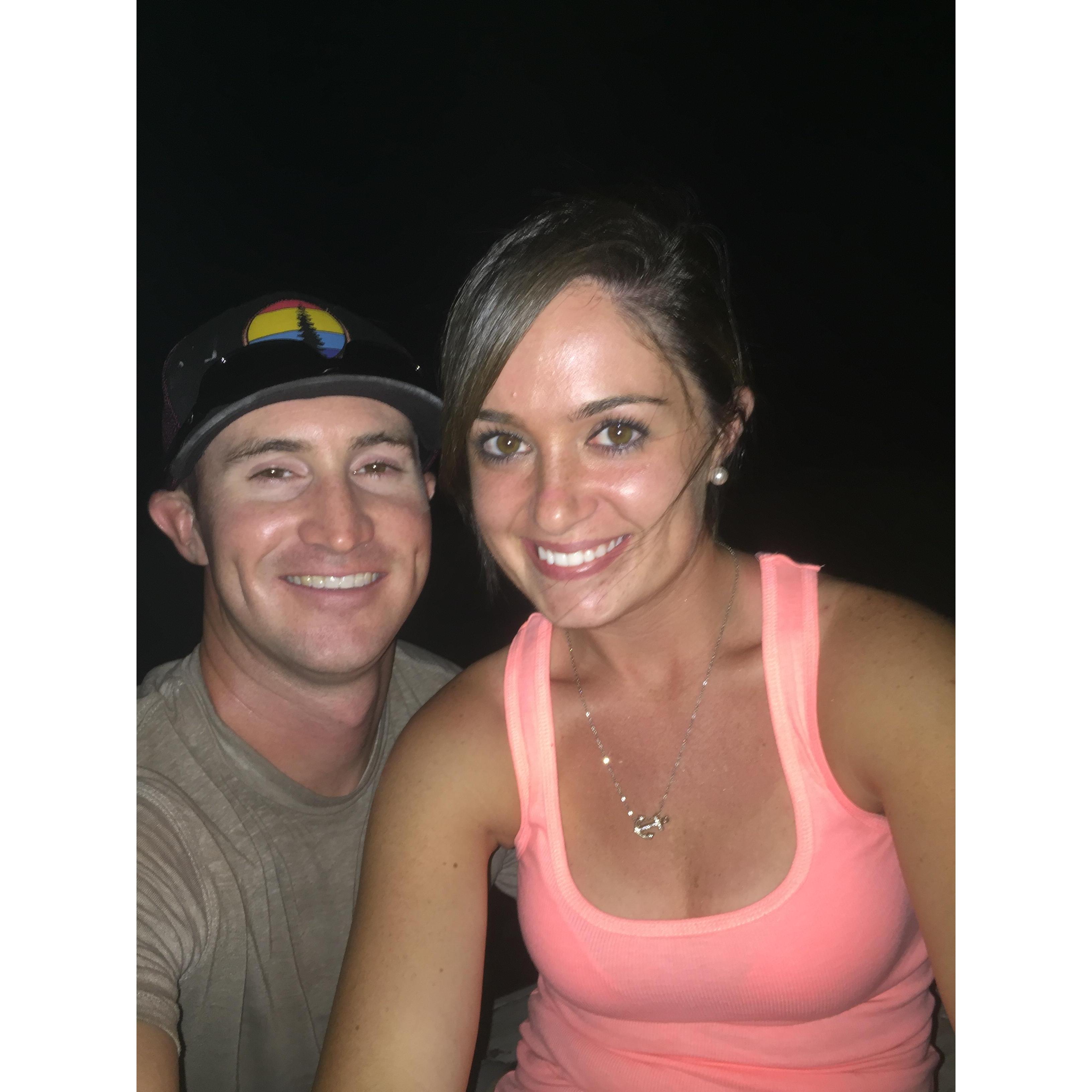 Our first date while sitting in a lifeguard stand.