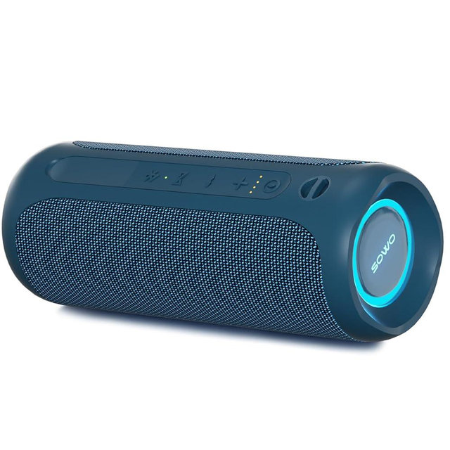 Portable Bluetooth Speaker, IPX7 Waterproof Wireless Bluetooth Speaker, Bassboom Technology, 25W Loud Stereo Sound, LED Light with TWS Pairing, 16H Playtime for Home and Outdoor -Blue