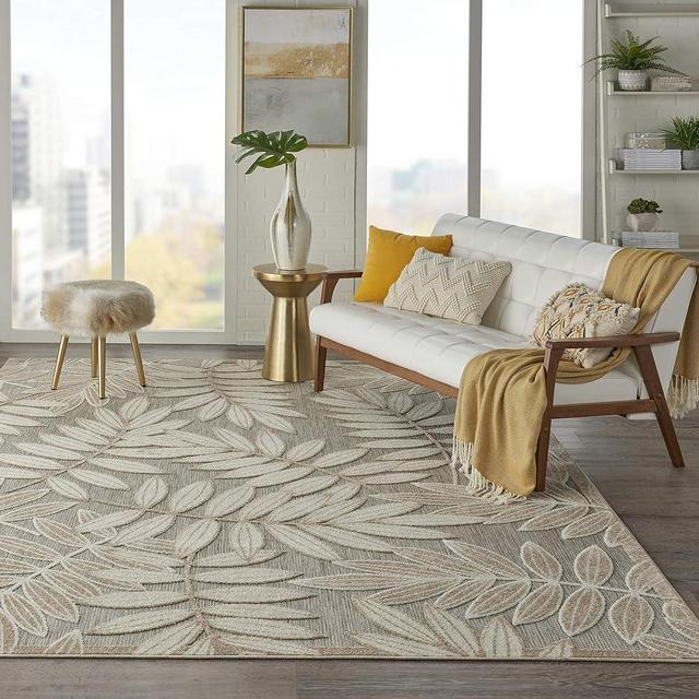 Nourison Aloha Indoor/Outdoor Natural 7' x 10' Area Rug, Easy Cleaning, Non Shedding, Bed Room, Living Room, Dining Room, Backyard, Deck, Patio (7x10)