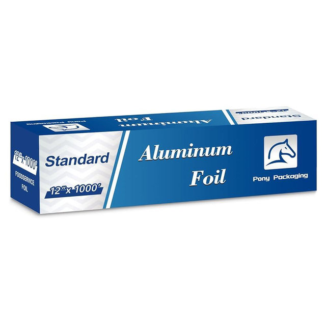 Aluminum Foil Standard 12 inch Wide, 1000 FT Food Safe Foil Wrap for Cooking, Baking, Grilling, Food Service Pony Packaging Aluminum Foil Roll (12"x1000', Standard-1 Count)