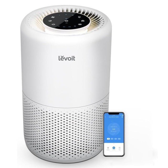 LEVOIT White Air Purifier for Home Bedroom Dorm Room, Smart & Voice Control, AHAM Verifide, 3-in-1 Filter With HEPA Sleep Mode, for Pollen, Pollutants, Smoke, Dander, Dust, Core 200S-P, White