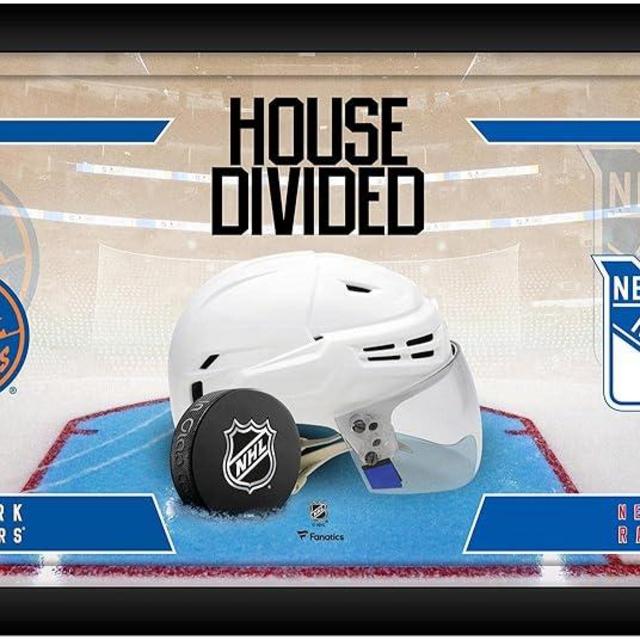New York Islanders vs. New York Rangers Framed 10" x 20" House Divided Hockey Collage - NHL Team Plaques and Collages