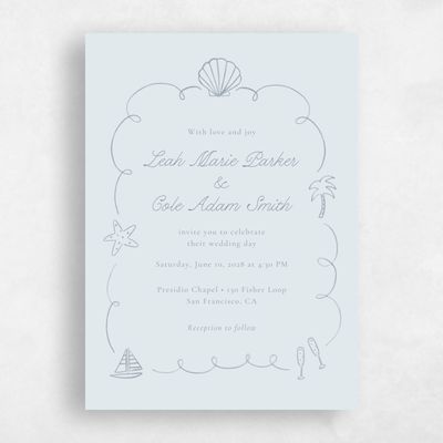 Ice, Blue Wedding Invitation - Boracay Portrait