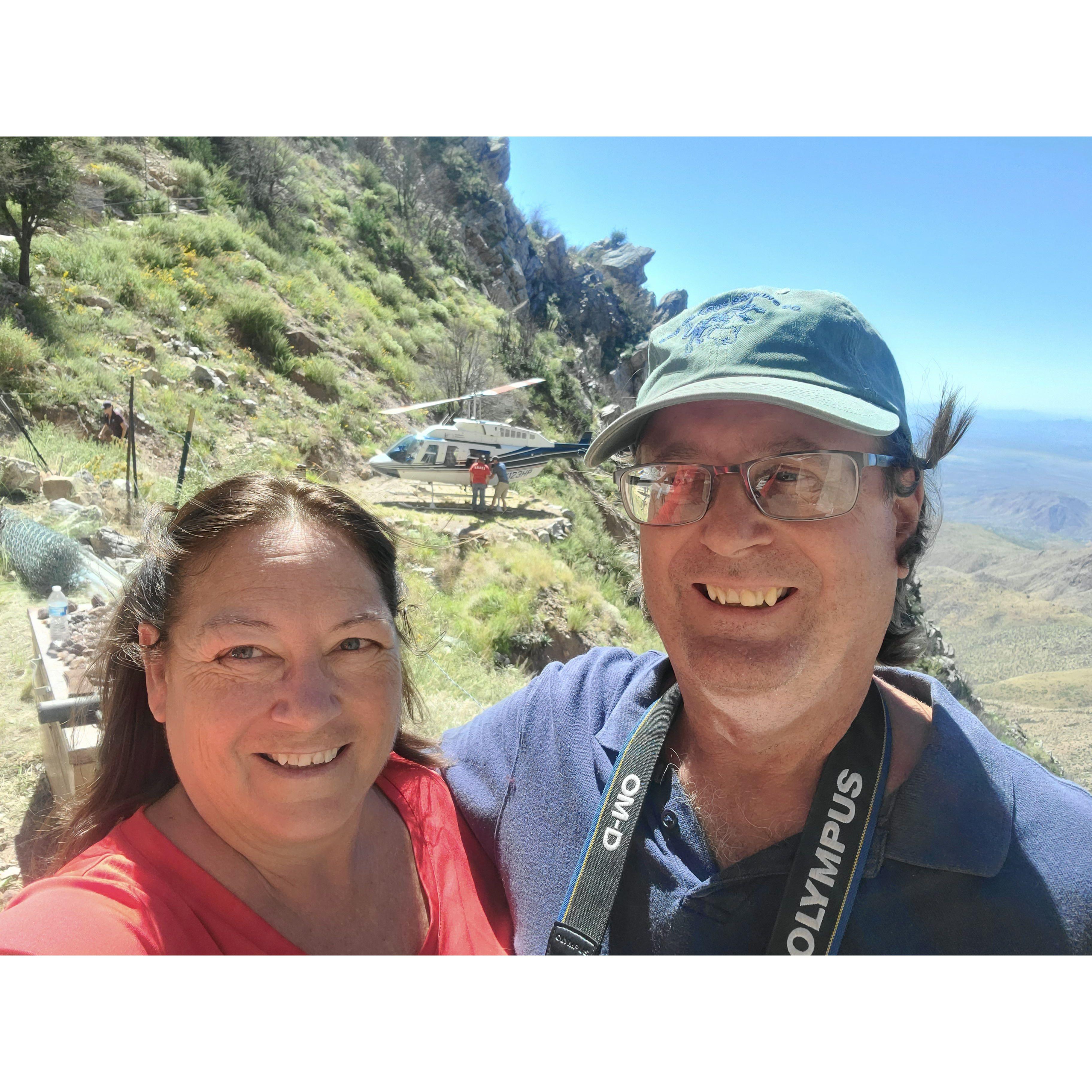 Helicopter ride to Four Peaks amethyst mine