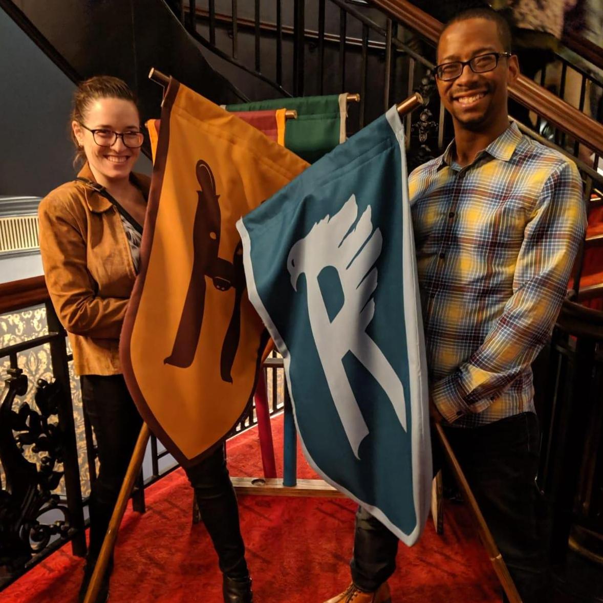 At Harry Potter & the Cursed Child - repping our houses!