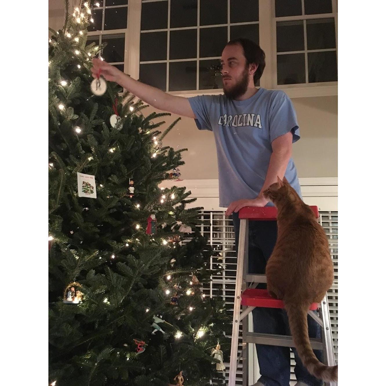 Decorating first tree 2018