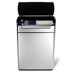 simplehuman® Brushed Stainless Steel 48-Liter Rectangular Touch Bar Trash Recycler