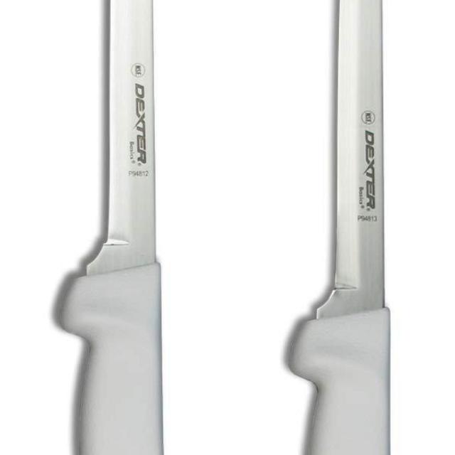 Dexter-Russell 7 and 8 Fillet Knife w/Polypropylene White Handle,Boning Knife, Flexible Fillet Knives for Meat Fish Poultry Chicken,bundle