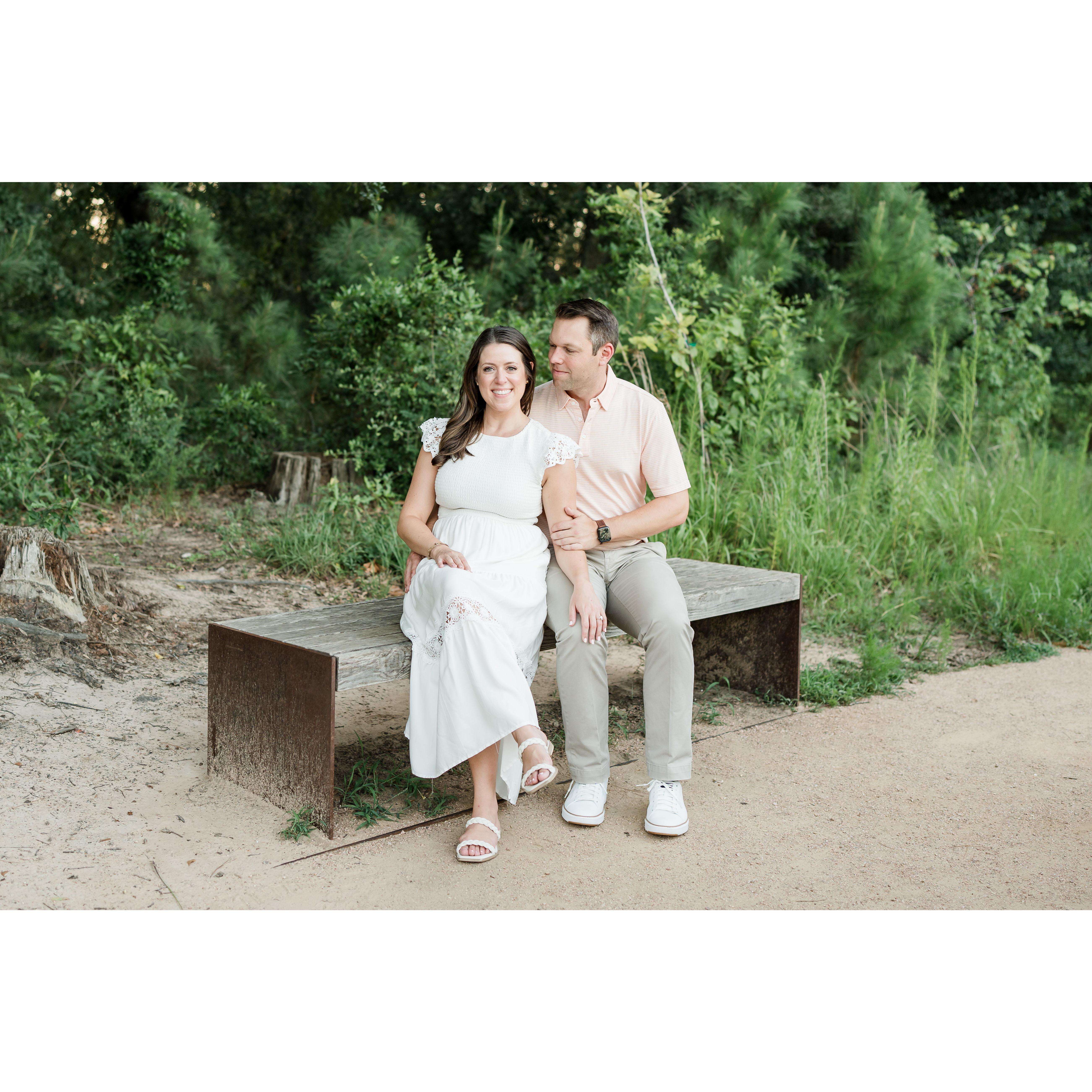 The bench at Memorial Park where Byron proposed!