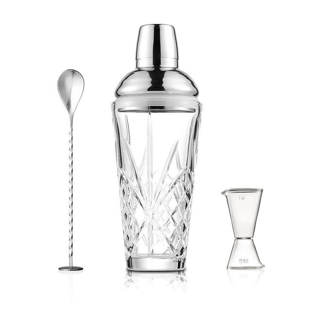 Fioance Glass Cocktail Shaker, Cutting Desgin Glass Shaker - Exquisite Martini Shaker for Elevated Mixology. Perfect for Crafting Artisan Cocktails, Martinis (18.5oz Cocktail Shaker Set)