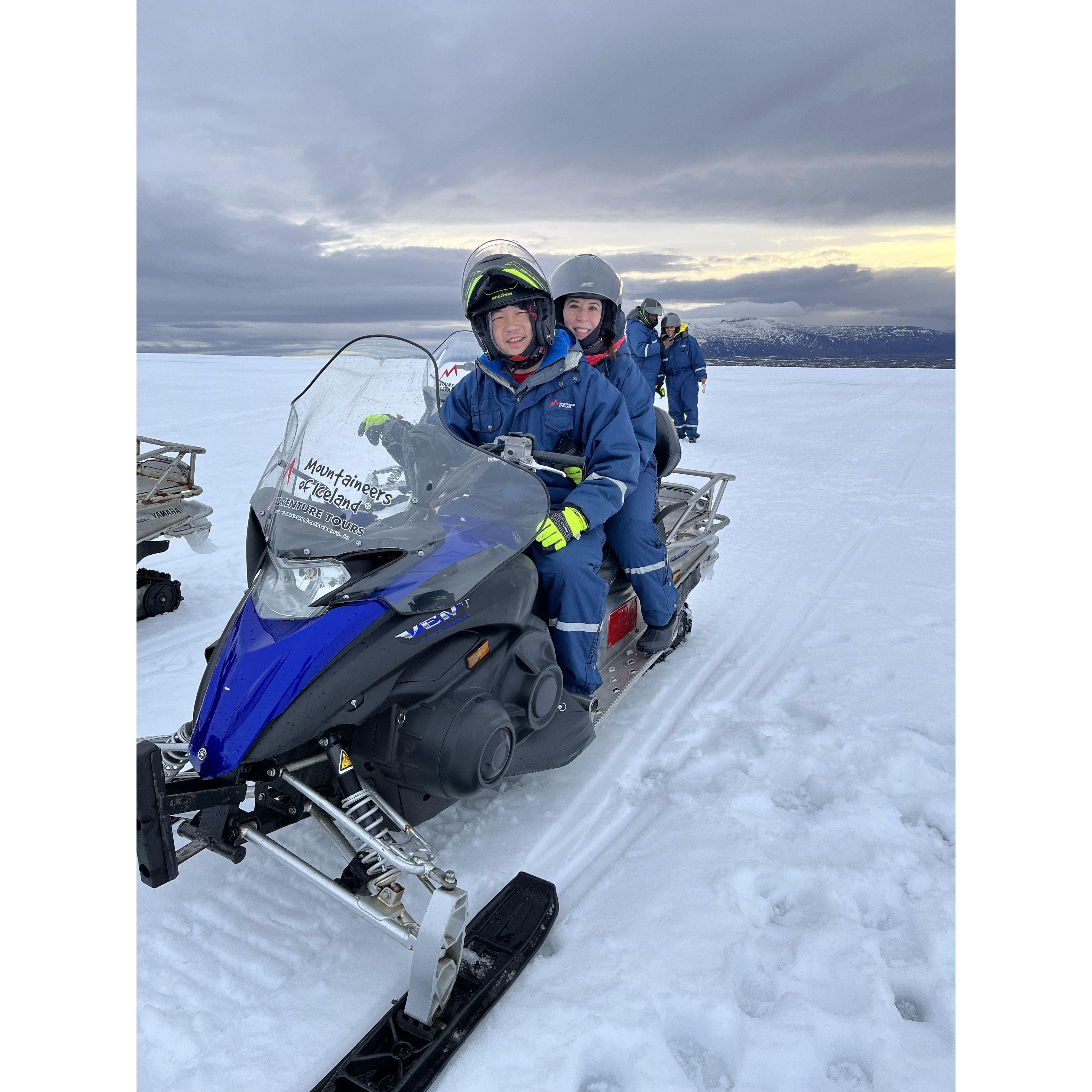 Iceland (Nov 2022): Our first time snowmobiling, and we did it on a glacier in Iceland!