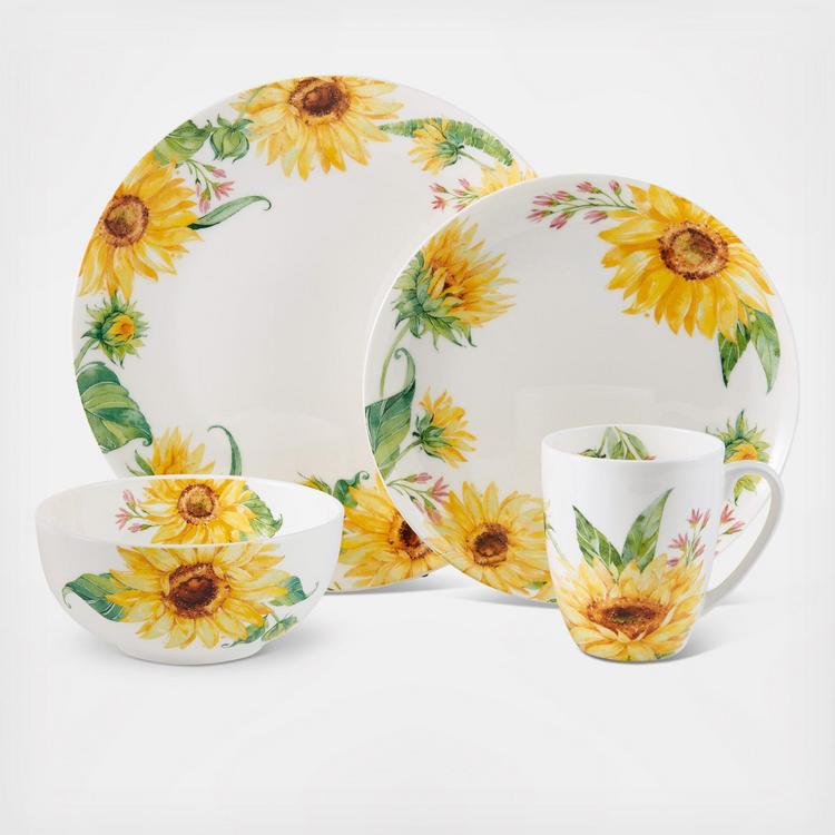 Mikasa, Sunflower 16-Piece Dinnerware Set, Service for 4 | Zola