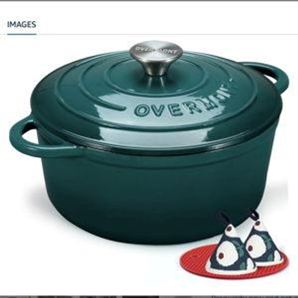 Overmont Enameled Cast Iron Dutch Oven