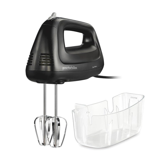 Proctor Silex Easy Mix 5-Speed Electric Hand Mixer with Bowl Rest, Compact and Lightweight, 215 Watts of Peak Power, Storage Case, Black (62512)