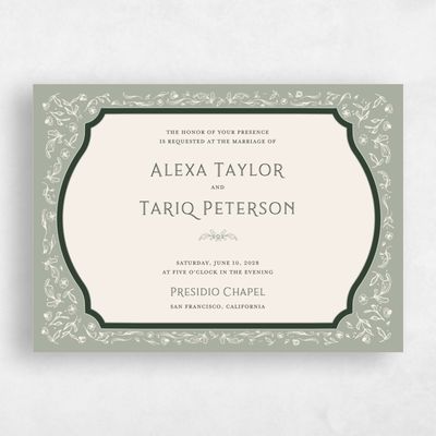 Pale Sage, Green Wedding Invitation - Delphi Landscape