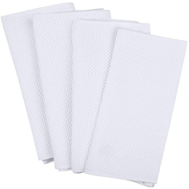 Homaxy 100% Cotton Waffle Weave Kitchen Dish Towels, Ultra Soft Absorbent Quick Drying Cleaning Towel, 13x28 Inches, 4-Pack, White