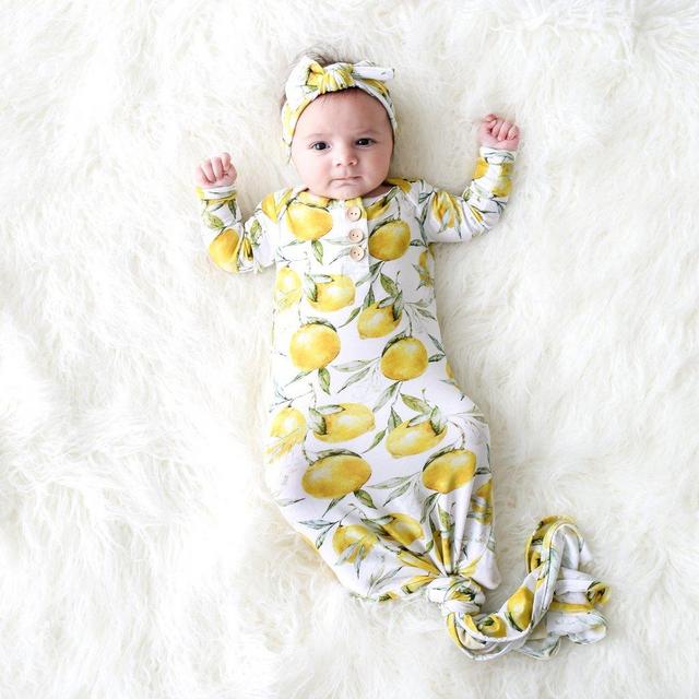 Lemon Button Knotted Gown
