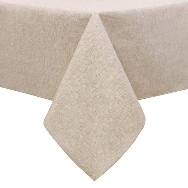 Hiasan Faux Linen Rectangle Tablecloth - Wrinkle and Stain Resistant Washable Tale Cloth for Kitchen Dining Room Holiday Table Cover for Party Dinner, Beige, 60 x 120 Inch
