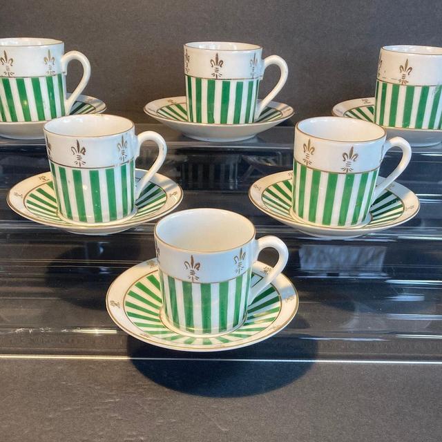 Very Rare Mid-Century INARCO Fleur de Lis Demitasse/Espresso Set of Six