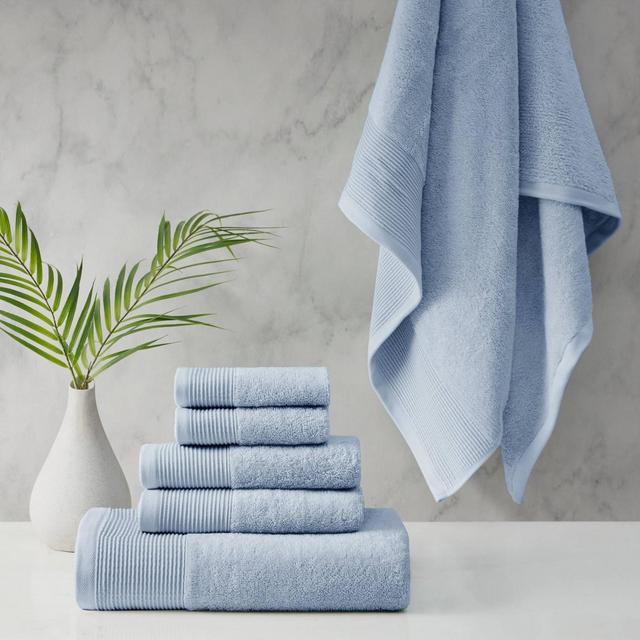 6pc Antimicrobial Nuage Cotton Tencel Blend Towel Set Blue - Beautyrest