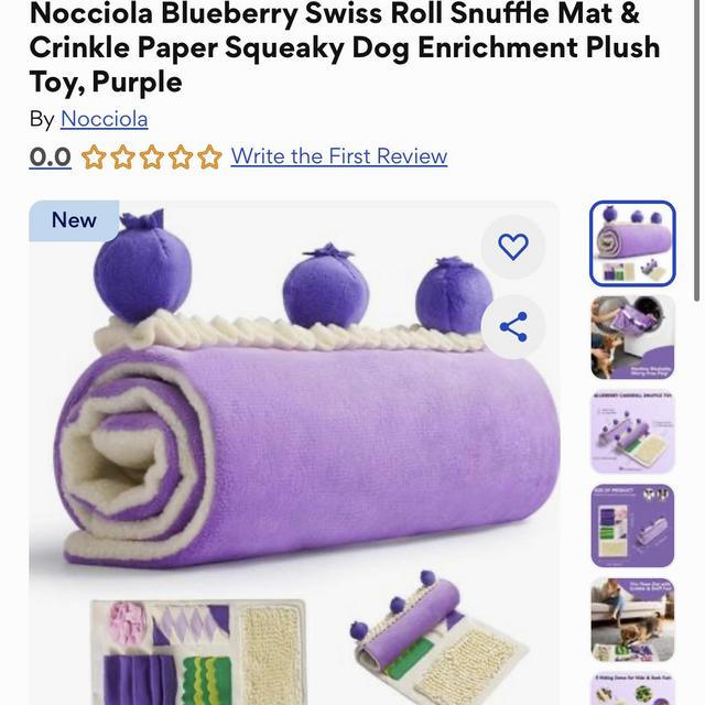 Nocciola Blueberry Swiss Roll Snuffle Mat & Crinkle Paper Squeaky Dog Enrichment Plush Toy, Purple