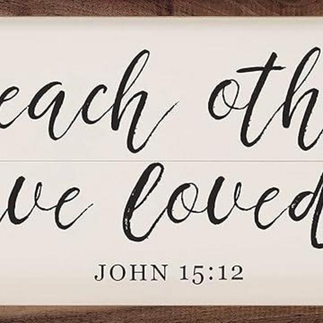 Love Each Other John 15 12 White Faith Wall Home Decor Series Wooden Sign Décor By Kendrick Home, Different Size Faith Wall Decor, Home Wall Decor, Signs For Home Decor Wall (36x12)