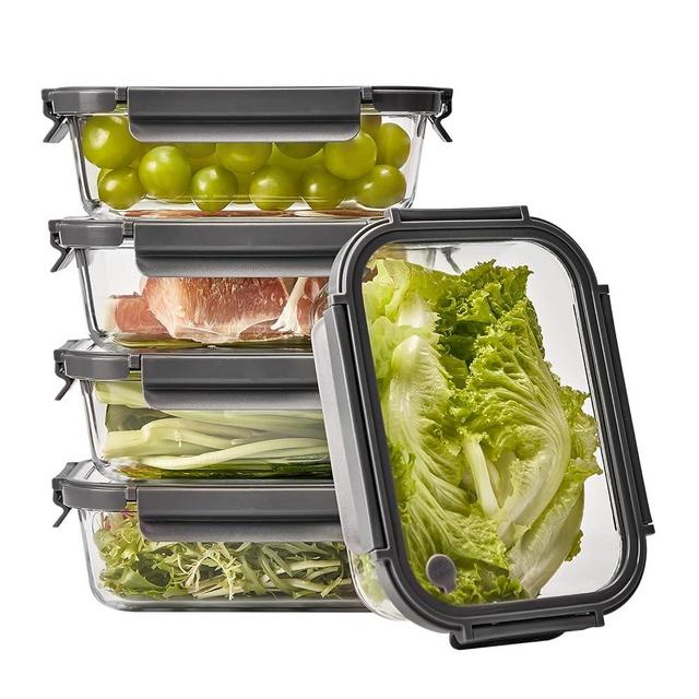 Spreccio Glass Food Storage Containers with Glass Lids, 5 Pack of 36oz, Glass Meal Prep Container with Airtight Lids, Microwave Safe Food Container Set, BPA Free, LeakProof, Ideal for Lunch
