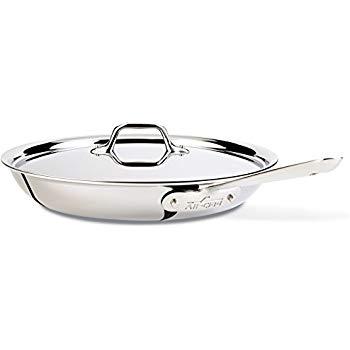 All-Clad 41126 Stainless Steel Fry Pan with Lid, Dishwasher Safe , Tri-Ply Bonded, 12 Inch Pan, Silver