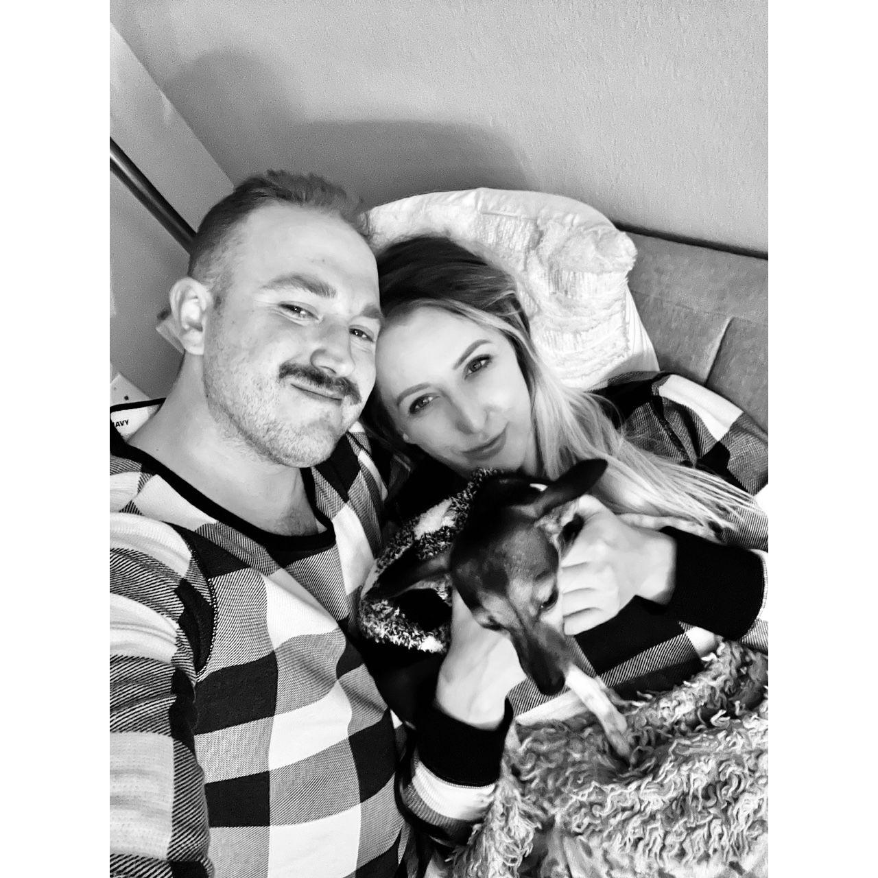 Matching Christmas pajamas for the family.