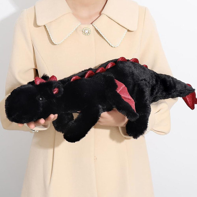 Leahaoe 27.5" 2Lbs Weighted Stuffed Animal, Soft and Sturdy Weighted Dragon Plush for Kids and Adults, Small Black Dragon Stuffed Animal