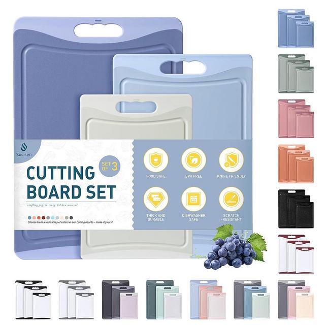 3 Packs Plastic Cutting Board Set with Non Slip Over Sink Nice Solid Thick Wood Juice Groove Chopping Board Small Big Xl XXl xlarge Oversized Kitchen Counter Organic Vegetable Meat Kit Dishwasher Safe