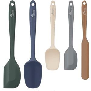HOTEC Heat Resistant 600℉ BPA-Free Silicone Rubber Spatula Set for Baking, Cooking, and Mixing Non Stick Dishwasher Safe, Neutral Set of 5