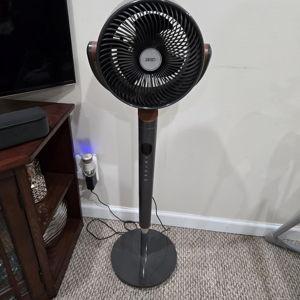 Dreo Fan for Bedroom, 120° Oscillating Standing Fans, Quiet Floor Fan with DC Motor, 100ft Pedestal Fans for Room, 9 Speeds, 4 modes, 20dB, 120° Manual Vertical, 37-42" Adjustable Height, 9H Timer