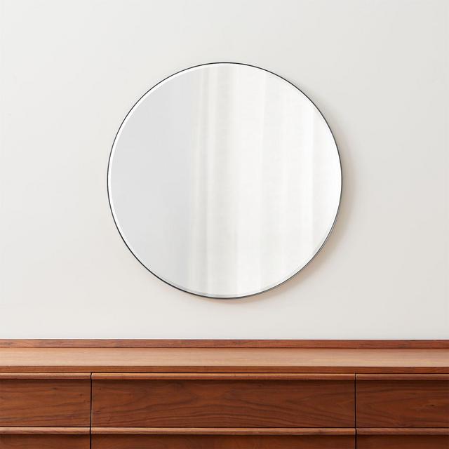Edge Brushed Nickel Round 30" Wall Mirror