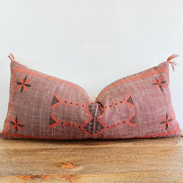 Floral Embroidered Linen Cushion Cover | Handcrafted Cushion Cover | Add Warmth and Comfort for Your Home