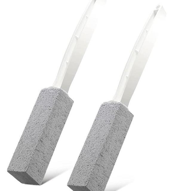 2 Pack Toilet Cleaner Hard Water Build up Remover with Ergonomic Handle, Toilet Bowl Stain Ring Remover, Pumice Cleaning Stone with Handle for Kitchen/Bathroom/Pool/Household Cleaning