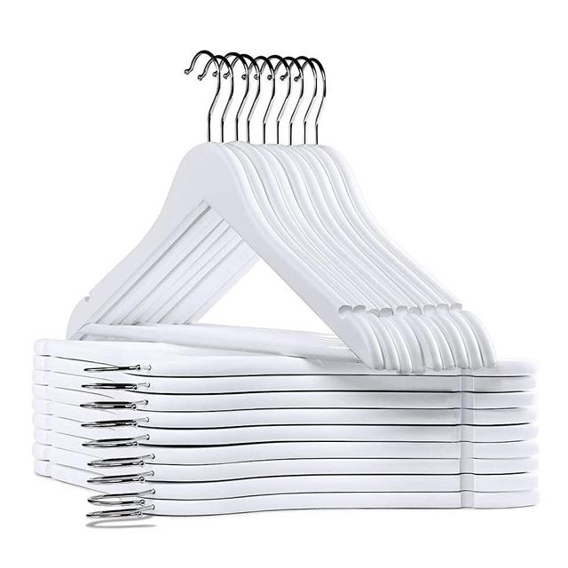 HOUSE DAY Wooden Hanger 20 Pack Wooden Suit Hanger Wooden Clothes Hanger White Smooth Finish Wooden Coat Hanger Premium Wooden Hangers for Clothes Dress Suit