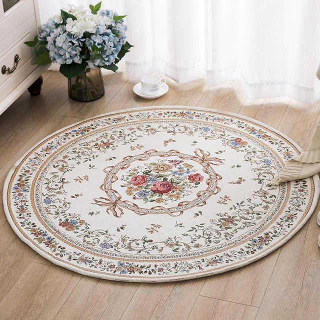 Ukeler Royal Collection New Traditional Oriental Round Rug Home Decor Collection Floral Round Rugs Carpet for Bedroom, 3‘x3’
