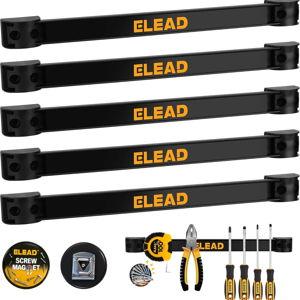 ELEAD 6-Piece 12" Magnetic Tool Holder Storage Organizer - Wall Mount Rack Garage Organization Power Magnet Hanger Workbench Board Slatwall Van Organizers Mounted Hanging Strip