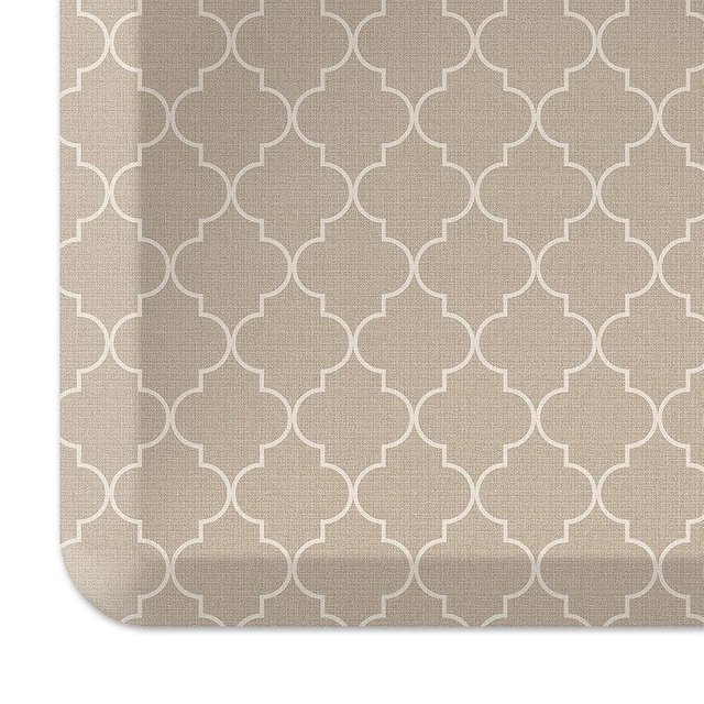 GelPro Anti-Fatigue Designer Comfort Kitchen Floor Mat, 20x32, Trellis Khaki Stain Resistant Surface with 3/4” Thick Ergo-Foam Core for Health and Wellness