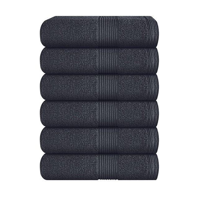 Belizzi Home Ultra Soft 6-Piece Hand Towel Set 16x28-100% Ringspun Cotton - Durable & Highly Absorbent Hand Towels - Ideal for use in Bathroom, Kitchen, Gym, Spa & General Cleaning - Charcoal Grey