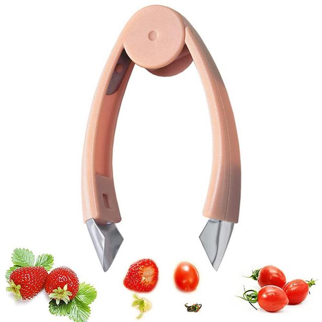 Aiyoume Strawberry Huller Stem Remover Tomato Corer Potato Tweezers Carrot Cutter Pineapple Peeler Clip for Fruit and Vegetable (Orange)