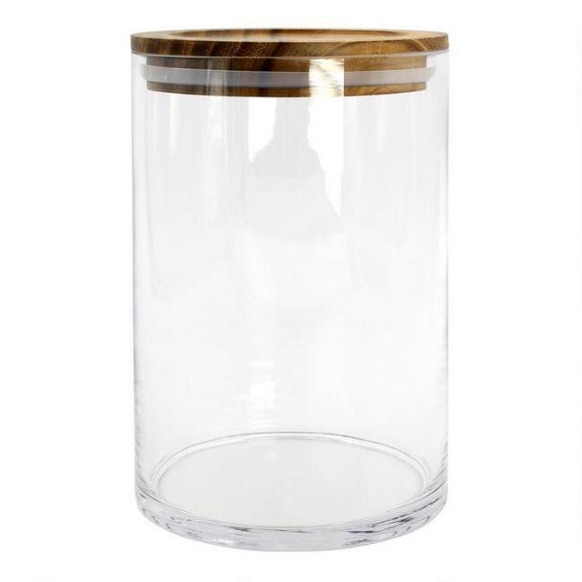 Medium Glass Storage Canister with Acacia Wood Lid