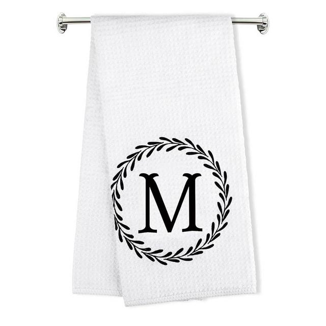 Z-synka Monogrammed Hand Towels Name Ini-tial Letter M Kitchen Towels,Personalized Gifts for Women Wife Mom,Monogram Dish Towel Decorative Tea Towel 17x23 Inch,for Kitchen Bathroom