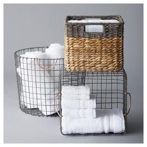 Extra Large Round Wire Decorative Storage Bin - Antique Pewter with Copper Handle - Threshold™