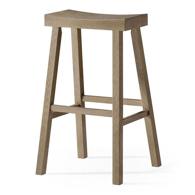Maven Lane Kitchen Bar Stool, Modern Farmhouse Wood Barstool, Kitchen Island Chairs, Pub Bar Height Stools for Kitchen, Wide Comfortable Seat Backless Bar Stools, Vincent 31 Inch, Antiqued Grey