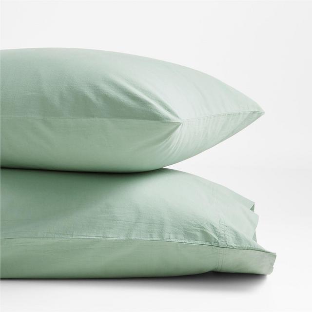 Organic Cotton Lily Pad Green King Pillowcases, Set of 2