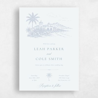 Mist, Blue Wedding Invitation - Océan Classic