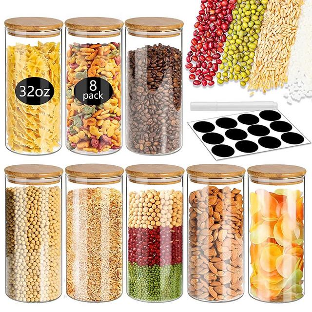 URBAN GREEN Glass Canisters Jar With Airtight Bamboo Lids Urban Green  Spices Bottles And Dry Food Small Food Storage Containers For Herbs (20  Sets Of 4Oz)